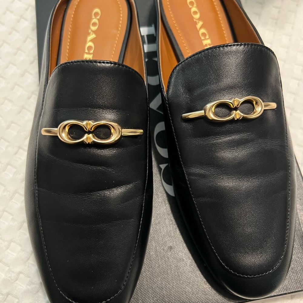 Like New used one time- Coach leather slides